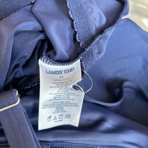LANDS END 14 Swimsuit Top Tankini Ruched Wireless Slimming NAVY BLUE J24 - Picture 4 of 4